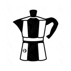 a black and white drawing of an espresso coffee maker on a white background