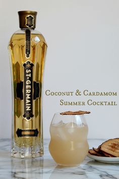 a bottle of coconut and cardamom summer cocktail