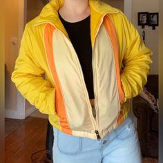 Great Condition Nwot Size M Very Cozy Puff Jacket, 70s Inspired, Gold Yellow, Urban Outfitters, Puffer, Jackets & Coats, Jackets For Women, Yellow Gold, Yellow