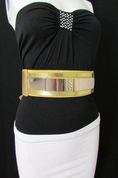 Gold Black / Gold / Silver Full Metal Gold Plate Wide Waist Chic Belt Fashion Women Accessories Regular & Plul Size - alwaystyle4you - 1 Chic Belt, Gold Chic, Belt Style, Wide Waist, Woven Belt, Full Metal, Chic Jewelry, Timeless Accessories, Metal Plate