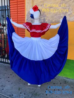 beautiful skirt and blouse outfit inspired by the flag of the Caribbean countries, the material is polyester and cotton Puerto Rico Dress To Impress, Traditional Puerto Rican Dress, Dominican Dress, Dominican Outfits, Puerto Rico Dress, Skirt And Blouse Outfit, Puerto Rico Outfits, Dominican Republic Outfits, Puerto Rican Festival