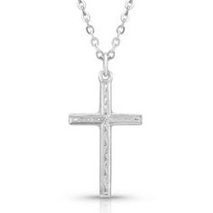 Montana Silversmiths Gratitude Cross Necklace Cross Necklace Simple, Western Necklaces, Silver Cross Necklace, Simple Cross, Silver Cross Pendant, Cross Design, Cross Designs, Accessories Jewelry Necklace, Beautiful Necklace