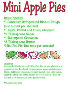 the recipe for apple pies is shown