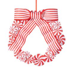 PEPPERMINT WREATH ORNAMENT Raz Christmas Ornament Bonjour Fete - Party Supplies Peppermint Wreath, Raz Imports, Wreath Ornament, Red White Christmas, Red Geraniums, Large Wreath, Minimalist Christmas, Christmas Trends, Mesh Wreath