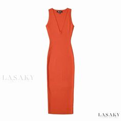 Lasaky - Luxurious Ladies' Asymmetrical Design Dress Spring Party Longline Bodycon Dress, Design Dress, Asymmetrical Design, Flowy Dress, Types Of Skirts, A Line Skirt, Orange Red, Types Of Collars, Evening Wear