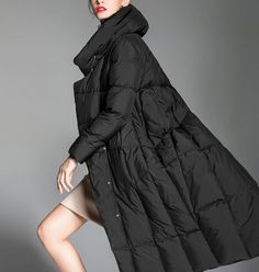 long-women-duck-down-coat (8) Elegant Outerwear, Nature Fabric, Womens Black Coat, 40 Fashion Women, Long Down Coat, Organic Nature, Spaghetti Carbonara, Duck Down Jacket, Women Coat