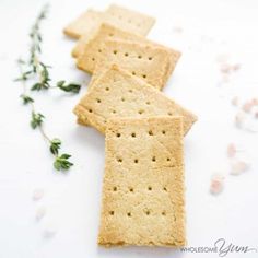 three ingredient almond flour crackers with text overlay