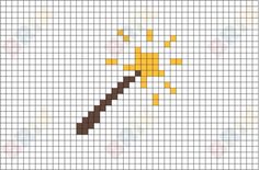 Pixel Drawing Harry Potter, Harry Potter Pixel Art Grid, Golden Snitch Pixel Art, Mini Harry Potter Cross Stitch, Magic Wand Harry Potter, Golden Snitch Cross Stitch, Art Harry Potter, Harry Potter Wand