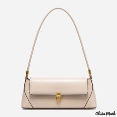 Color: Off-white Office Handheld Baguette Bag With Single Shoulder Strap, Elegant Beige Handheld Baguette Bag, Classic Beige Baguette Shoulder Bag, Classic Beige Handheld Baguette Bag, Elegant Beige Baguette Shoulder Bag, Baguette Bags, Street Trends, Vegan Bags, Baguette Bag