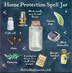 New House Spell Jar, Home Protection Spell Jar, Spell Jar Ingredients, Home Protection Spell, Protection Spell Jar, Herbal Witch, Juniper Essential Oil