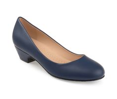 Step into sophisticated style when you wear the Saar faux leather pumps from Journee Collection. These wear-anywhere heels are constructed out of faux leather and feature a comfort-sole footbed design Faux leather upper,Slip-on entry,Approx. 1 1/2 inch heel,Round toe,Comfort insole,Synthetic outsole | Women's Journee Collection Saar Pumps in Navy Size 6.5 Medium Ladies Design, Design Shoes, Travel Shoes, Shoe Carnival, 2 Inch Heels, Heels Pumps, Journee Collection, Slingback Sandal, Work Shoes