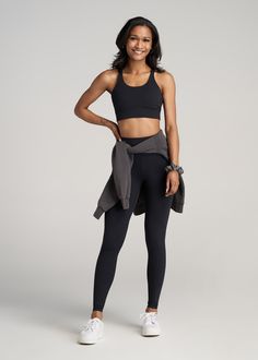 American Tall Women's Balance Crisscross Sports Bra in Black. Sweat-wicking. Medium support. Classic look from the front with four elastic straps that crisscross on the back. So buttery and so soft, this sports bra will feel like a second skin — perfect for yoga or studio practice. Pre-washed to control shrinkage. Final sale. MORE DETAILS:Quiet your mind and take a moment to meditate on what you need in your activewear collection. If that's style, support, and function, you're in the right place Bra Style, Black American, Sport Bra, Tall Women, Bra Styles, Second Skin, Long A Line, Classic Looks, Women Collection