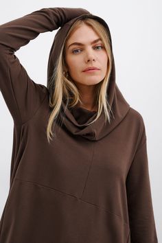 A masterwork in minimalist edge, our Firenze Hoodie is distinguished by a veil-like hood that brings the drama whether worn up or down. Crafted from light European sweatshirt fabric, she features an ultra-relaxed fit perfected by dropped shoulders and an elevated back that dips. Thumbholes keep the sleeves pinned to your wrist for a cozy, finishing touch. Firenze is as easy to maintain as to wear: effortless to clean, structured to last, doesn't pill. Available in select colors in petite sizes.[ Tunic Hoodie, Sweatshirt Fabric, Hoodie Outfit, White Boots, The Drama, The A Team, Winter Looks, Petite Size, French Terry