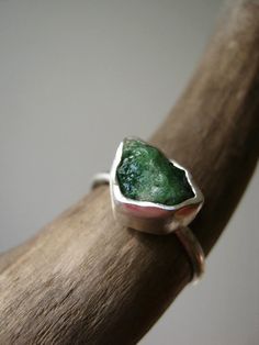 Rough -Raw- Emerald Ring - in Sterling and Pure Silver - Custom size - Updated new stones! on Etsy, $148.00 Raw Emerald Ring, Raw Emerald, Emerald Jewelry, Emerald Gemstone, Gem Stone, Emerald Ring, Rough Cut, Pure Silver, Fine Silver