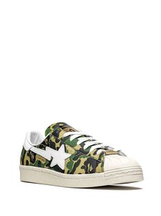 Shop adidas x BAPE Superstar ABC Camo sneakers with Express Delivery - FARFETCH Bape Superstar, Bape Shoes, Japanese Fashion Designers, Camo Sneakers, Adidas X, A Bathing Ape, Green Camo, Japanese Fashion, White Leather