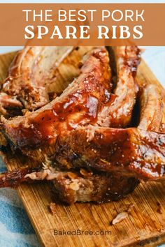 the best pork spare ribs on a cutting board