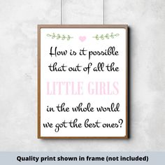 How is it Possible Little Girls Home Decor quality print Girl | Etsy Adoption Signs, Girls Home, Room Girl, Shiplap Sign