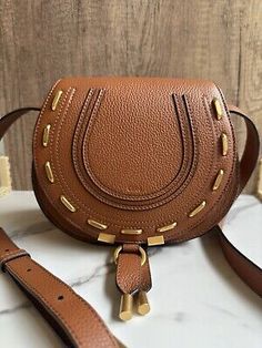 ad eBay - Brands New Chloe Marcie Small Saddle Bag In Grained Leather Gold Studs - Buy Now, click the link (eBay) Chloe Marcie Bag, Chloe Marcie Small, Chloe Handbags, Quiet Luxury, Chloe Marcie, Accessories Clothing, Trim Color, Saddle Bag, Leather Tassel