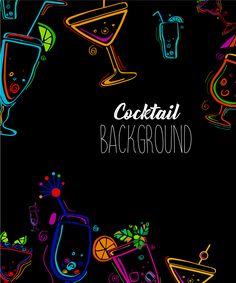 a black background with colorful cocktails and drinks