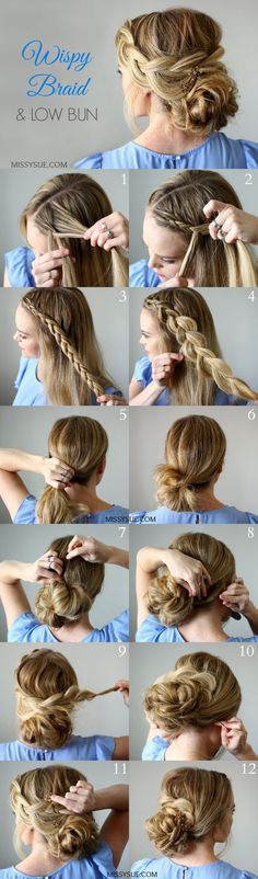 Wispy Braid and Low Bun: Brides Hairstyles, Wedding Hairstyles Medium Length, Wedding Hairstyles Tutorial, Hairstyle Tutorials, Wedding Hairstyles With Veil, Peinados Recogidos, Super Hair, Fresh Hair