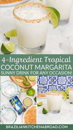 four ingredient tropical coconut margarita drink recipe for any occasion