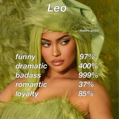 a woman with green hair is featured in the magazine leo