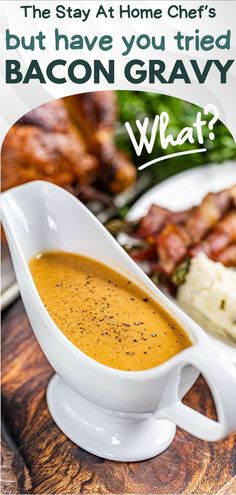 A gravy boat of bacon gravy garnished with freshly cracked black pepper. Gravy With Bacon Grease, Bacon Gravy Recipe, Easy Homemade Gravy, Gravy Without Drippings, Ham Gravy, Holiday Meal Prep, Homemade Gravy Recipe, Brown Gravy Recipe, Gravy For Mashed Potatoes