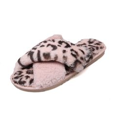 These slide on cozy houseÂ slippersÂ will feel like clouds on your feet. Featuring an on-trend cross strap design, they are easy to slip on and off. They are lightweight and comfortable to wear all day long. They feature a sole, in case you need to pop outside to check the mail or walk the dog. Trendy cross strap design Fuzzy plush lining Anti-skid sole Indoor or outdoor use FIND YOUR SIZE Small - Size 5-6 Medium - Size 7-8 Large - Size 9-10 Leopard Slippers, Faux Fur Fashion, Fur Heels, Winter Typ, Winter Heels, Faux Fur Slippers, Soft Slippers, Fur Slippers, Plush Pattern