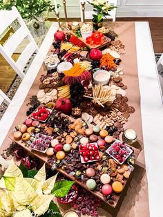 a long table covered with lots of food