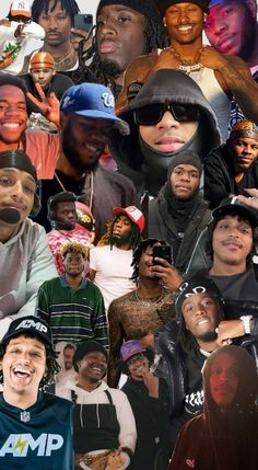 a collage of black men and women all wearing hoodies, hats, and sweatshirts