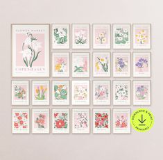 a bunch of cards with flowers on them