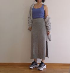 Women knitted long Grey high waist skirt. Elastic waist and two side slits.  Size small/medium Beautiful fitting.  Brand new! Good quality.  100% wool. Care instructions : Hand wash cold. Waist measures 30 cm; Lenght is 65 cm. Grey Mini Skirt, High Waist Skirt, Gray Skirt, Black Skirt, Waist Skirt, Crayon, High Waisted Skirt, Midi Skirt, Elastic Waist