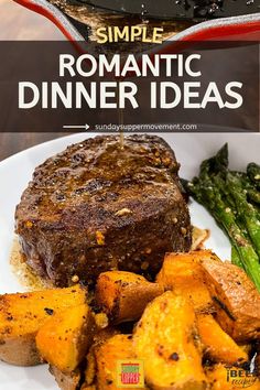 Filet mignon paired with vegetables on a fancy plate. Dinner For Two Aesthetic, Dinner For 4 Adults, Romantic Table Setting For Two, Easy Dinner Ideas For Two, Dinner For 1, Anniversary Dinner Ideas, Romantic Dinner Ideas, Dinner Date Recipes, Cocotte Recipe