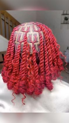 Cute Red Head Hairstyles, Red Invisible Locs, Invisible Locs Hairstyles, Red Braiding Hair, Red Faux Locs, Invisible Locs