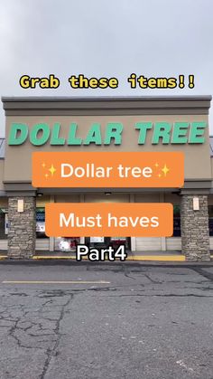 a dollar tree store front with the words grab these items and dollars to pay for it