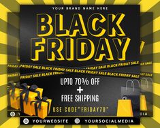 black friday sale flyer with yellow shopping bags