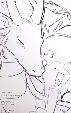 a drawing of a woman and a horse