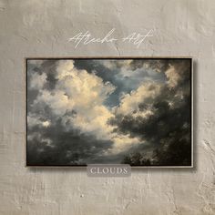 an image of clouds painted on a wall with the words cloud art written below it