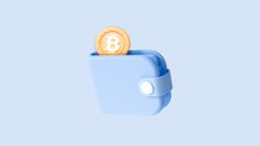 a bitcoin sticking out of a blue wallet