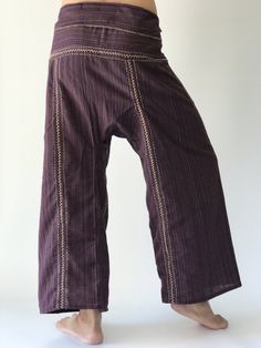 "Unisex Thai fisherman pants. One size fits all. You can wear in many occasions, casual wear, yoga wear, maternity wear, relax at home, travel etc. If you are looking for some pants that you can wear everywhere, comfortable, relax and Easy to wear. Thai fisherman pants is Answer!! Nice gift for yourself or your lover One pocket on the side for storing your items such as wallets, mobile phones, etc Approx. Measurements: One size can fits most and 1 Pockets Measurement Waist 27\" (69 cms) Length 4 Cotton Full-length Yoga Pants, Full-length Cotton Yoga Pants, Comfortable Cotton Harem Yoga Pants, Comfortable Cotton Yoga Harem Pants, Comfortable Full-length Cotton Harem Pants, Comfortable Cotton Yoga Pants, Baggy Cotton Pants For Meditation, Casual Cotton Yoga Pants For Meditation, Hippie Cotton Bottoms For Meditation