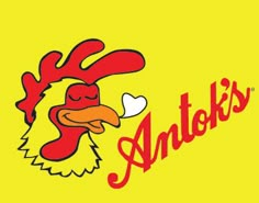 the logo for an old school restaurant with a rooster head on it's side