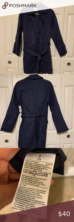 Blue trench coat Blue trench coat. Size small. Brand new Old Navy Jackets & Coats Trench Coats Blue Belted Long Sleeve Outerwear, Blue Peacoat For Spring Workwear, Blue Spring Peacoat With Button Closure, Casual Peacoat For Work, Navy Peacoat For Spring, Navy Casual Long Coat, Spring Long Peacoat With Pockets, Fitted Casual Spring Peacoat, Navy Peacoat With Button Closure For Spring