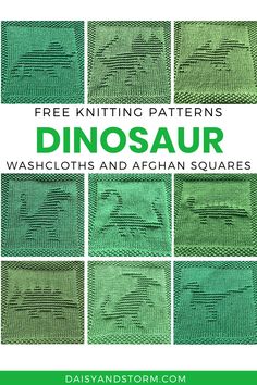 free knitting patterns for dinosaur washcloths and afghan squares