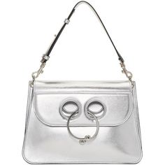 Silver Leather Medium Pierce Metallic Bag crafted in metallic goatskin, has a contemporary structure with a youthful vibe and adds that special pop to your evening chic look. Featuring double flap with circular barbell piercing closure, detachable shoulder strap, three internal compartments, soft leather lining and silver tone hardware. Signature dust bag included. Medium Size L 11½" x H 8" x W 3½"Strap drop 6½" adjustableMade in Italy Metallic Handbags, Circular Barbell, Barbell Piercing, Metallic Bag, J W Anderson, Chloe Faye, Jw Anderson, Metallic Leather, Shoulder Handbags