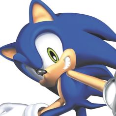 sonic the hedge is running with his arms out and eyes wide open, as if he's about to hit something