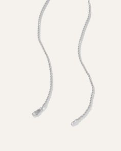 Our Petite Rope Chain is the perfect staple piece for every jewelry box. Crafted from 100% recycled 14K gold, it's the perfect intersection of a basic with edge. This chain is dainty but sparkly to add dimension to your wardrobe. Pair it with your favorite pendant, or wear it solo for a chic minimalist look.  | Quince | Women's 14K Gold Petite Rope Chain Necklace in White Gold Everyday Delicate White Gold Chain Necklace, Everyday Adjustable White Gold Chain Necklace, White Gold Delicate Chain Necklace, White Gold Delicate Chain Link Necklace, Delicate White Gold Chain Link Necklace, Minimalist White Gold Chain Necklace With Lobster Clasp, Gold Chain Link Necklace, Bezel Necklace, Leather Jacket With Hood