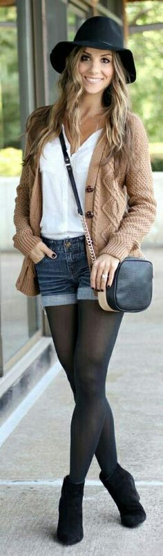 Outfit Ideas Cardigans, Inspiration Mode, Casual Fall Outfits, Short Shorts, Casual Fall