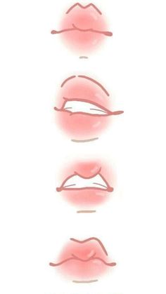 four different types of lips are shown in this drawing technique, with the same size as each