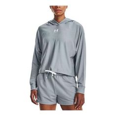 (WMNS) Under Armour Rival Terry Oversized Hoodie 'Blue Grey' 1376992-465 Nike Fleece, Cycling Fashion, Running Fashion, Fashion Performance, Oversized Hoodie, Denim Leggings, Shorts With Tights, Under Armour Women, Workout Accessories