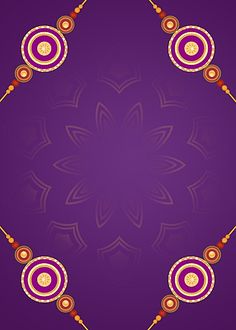 an ornate purple background with gold and red ornaments on the edges, along with a circular design in the middle